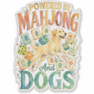 Pegatina Impulsado por Mahjong y perros Aquarela Labrador