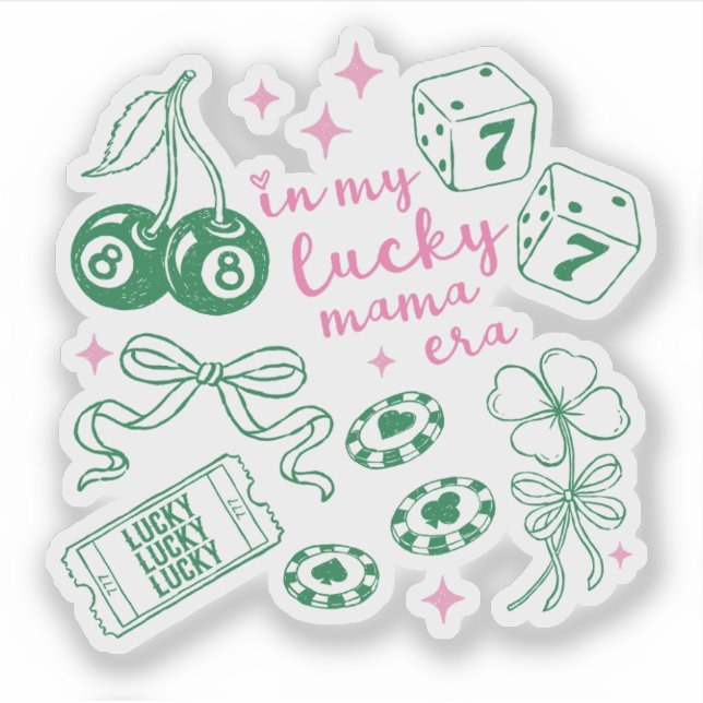 Pegatina In My Lucky Mama Era Pink St Patricks Day (Anverso)
