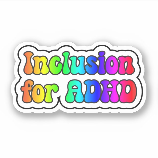 Pegatina Inclusión para ADHD Neurodivergente arcoiris (Anverso)