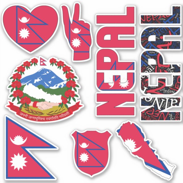 Pegatina Increíble Nepal forma símbolos nacionales (Anverso)