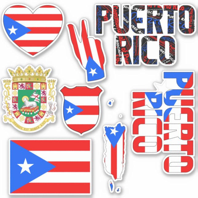 Pegatina Increíble Puerto Rico forma símbolos nacionales (Anverso)