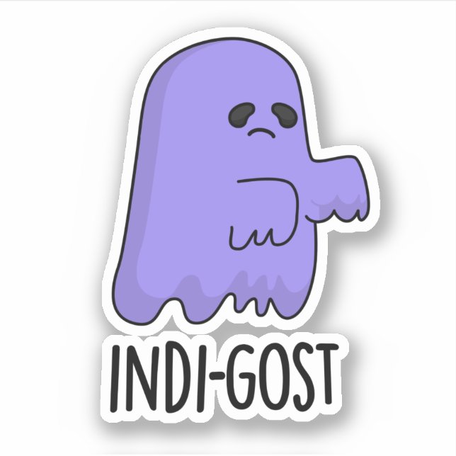 Pegatina Indi-gost Funny Halloween Indigo Ghost Pun (Anverso)