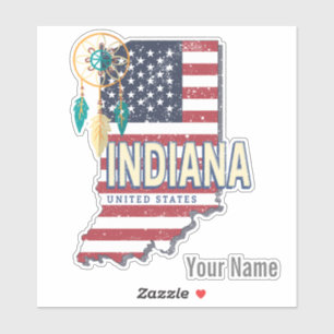 Pegatina Indiana State Estados Unidos Retro Map Vintage USA
