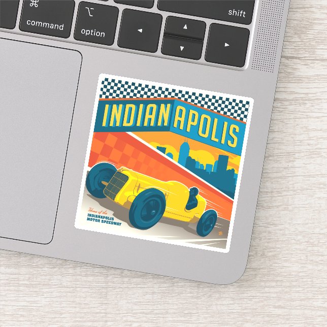 Pegatina Indianápolis, Indiana | Racer de vintage (Detalle)
