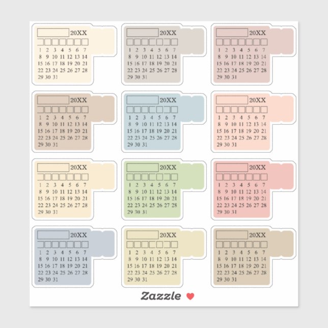Pegatina Índice de Pestañas de Pastel Calendario Mensual de (Hoja)