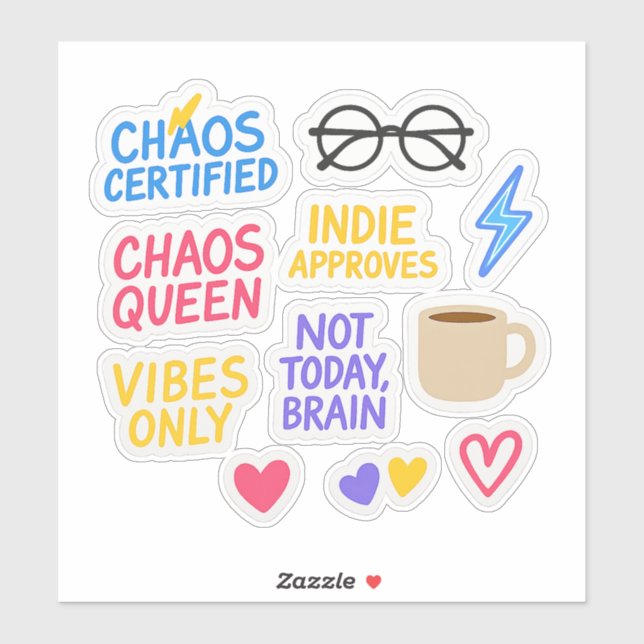 Pegatina Indie Chaos Sticker Pack -10 Die-Cut Vibe Stickers (Hoja)