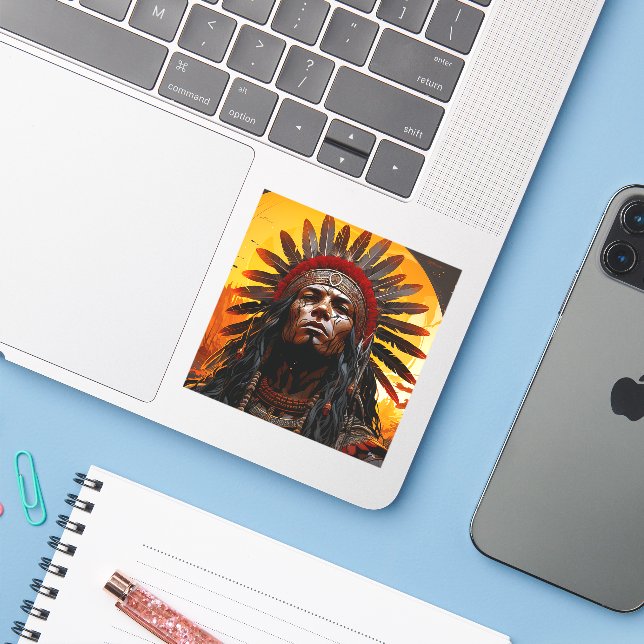 Pegatina Indio Ai (Ordenado portátil con iPhone)