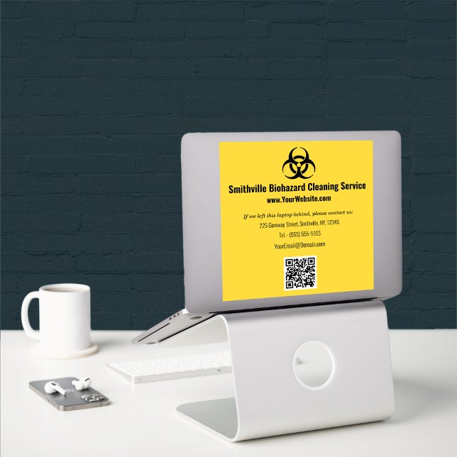 Pegatina Industria del Bioriesgo - Negro sobre fondo amaril (Biohazard Industry - Black on a yellow background Sticker by Office Accessories Shop)