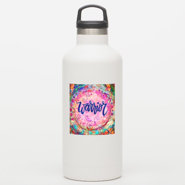 Pegatina Inespiritualidad del Warrior Pink Floral (Botella de agua)