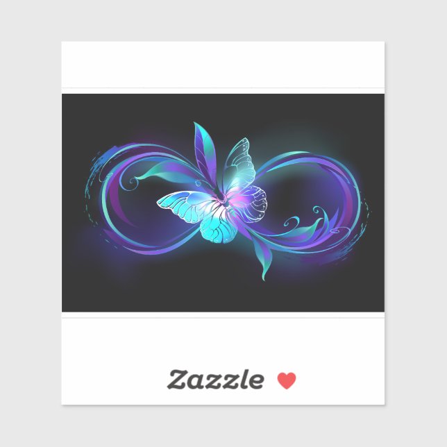 Pegatina Infinito brillante con mariposa mágica (Hoja)