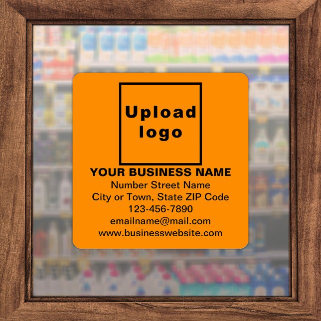 Pegatina Información comercial sobre el Naranja Gran Vinilo (Advertise your business. Your business brand on orange color square vinyl sticker.)