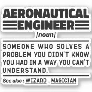 Pegatina Ingeniero aeronáutico Trabajador divertido de defi