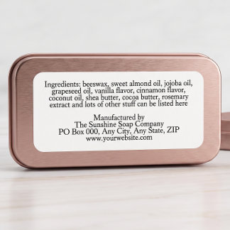 Pegatina Ingredients Label for Lip Balm Tin