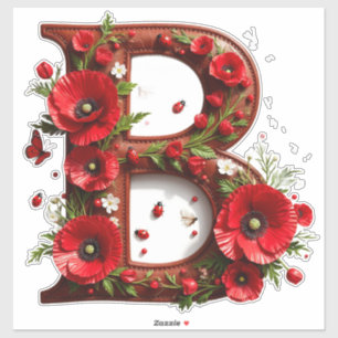 Pegatina 🌸 Inicial B Personalizada Para Regalos Inspirados