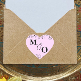 Pegatina inicial de boda personalizada con flores