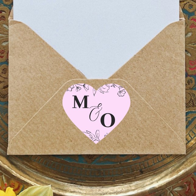 Pegatina inicial de boda personalizada con flores (Subido por el creador)