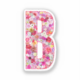 Pegatina Inicial de letra floral monograma botánico rosa B
