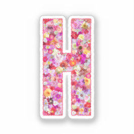 Pegatina Inicial de letra floral monograma botánico rosa H
