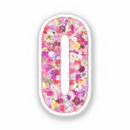 Pegatina Inicial de letra floral monograma botánico rosa O