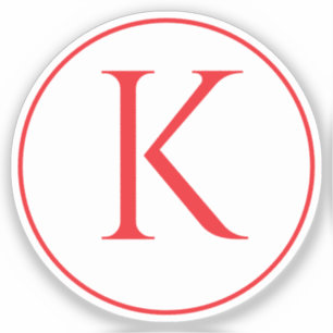 Pegatina Iniciales de monograma nombre letra alfabeto rojo 