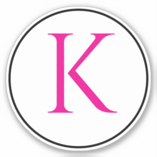 Pegatina Iniciales de monograma rosa negro blanco simple mi