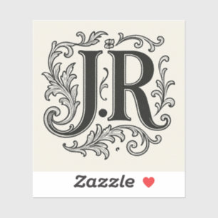 Pegatina Iniciales J.R con decoración