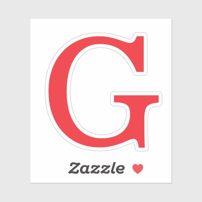 Pegatina Initial Letter Monogram Red White Plain Simple (Hoja)