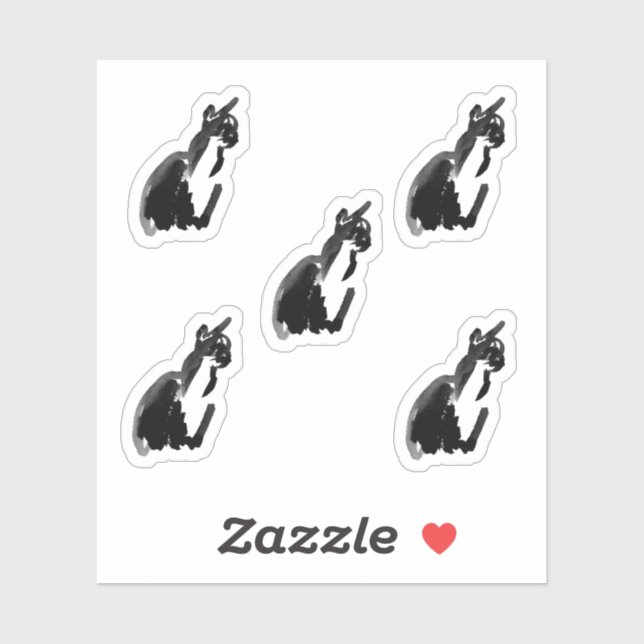 Pegatina Ink Cartoon Cat Drawing Custom-Cut Vinyl Stickers (Hoja)