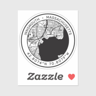 Pegatina Innsmouth City Map Lovecraft