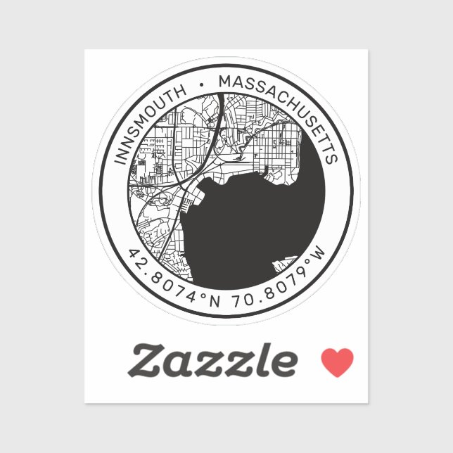 Pegatina Innsmouth City Map Lovecraft (Hoja)