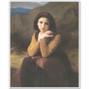 Pegatina Inocencia Mignon de Muchacha Adolescente, Bouguere