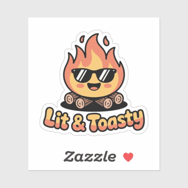 Pegatina Insigne Kawaii Lindo Fuego de Campamento Lit (Hoja)