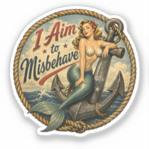 Pegatina Insigne Retro de Sirena Me Propongo Portarme Mal