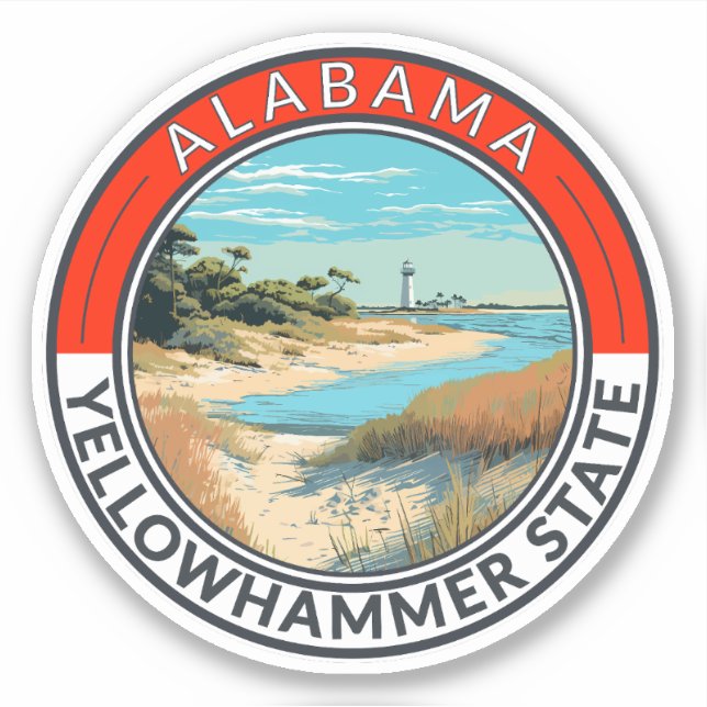 Pegatina Insignia de arte de viajes de Alabama (Anverso)