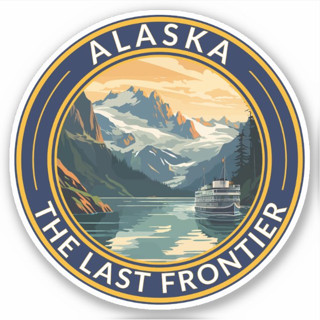 Pegatina Insignia de arte de viajes de Alaska (Anverso)
