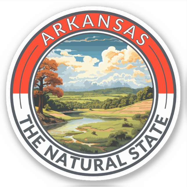 Pegatina Insignia de arte de viajes de Arkansas (Anverso)