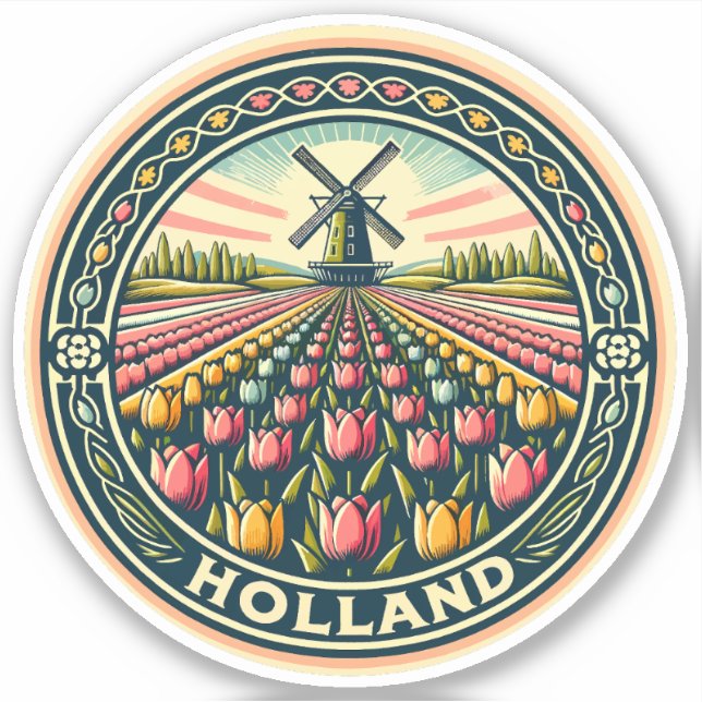 Pegatina Insignia de arte de viajes de Holanda (Anverso)