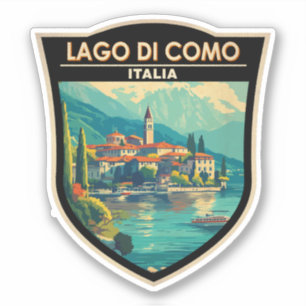 Pegatina Insignia de arte de viajes Lago de Como Italia