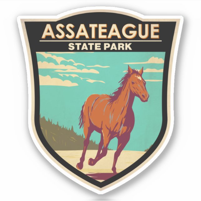 Pegatina Insignia de Maryland del Parque Estatal Assateague (Anverso)