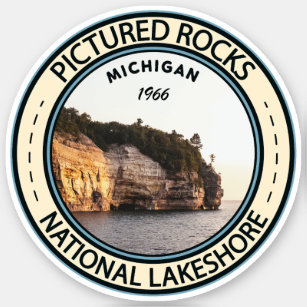 Pegatina Insignia de Michigan en el lago nacional de Rocas