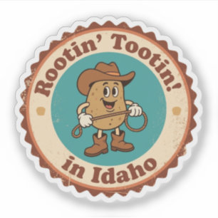 Pegatina Insignia extravagante de Idaho: Vaquero patata con