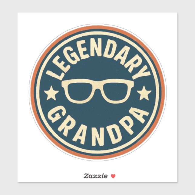 Pegatina insignia retro de abuelo legendario (Hoja)