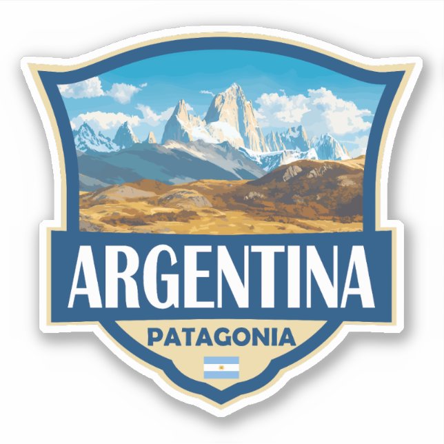Pegatina Insígnia retro de ilustración de Argentina (Anverso)