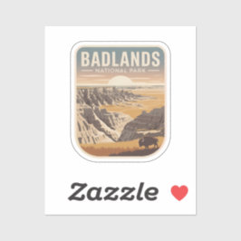 Pegatina Insignia Retro del Parque Nacional Badlands