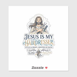 Pegatina Inspiración de camiseta para peluquero de Jesús Be