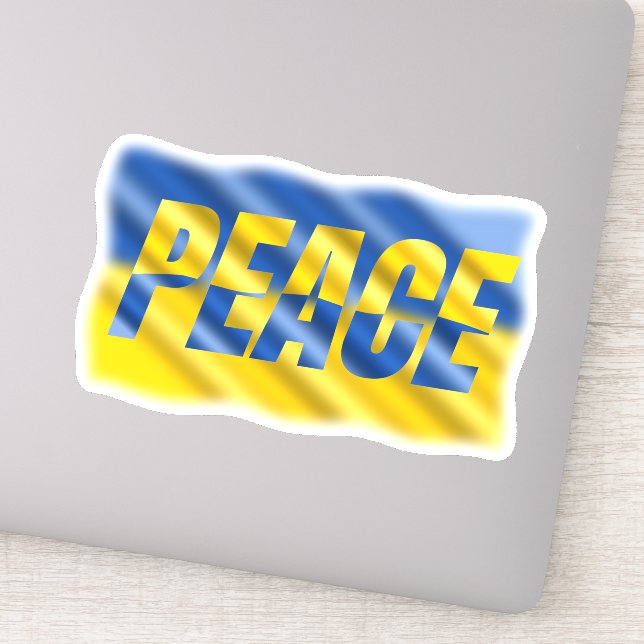 Pegatina Inspiraciones azules y amarillas en Ucrania paz no (Detalle)
