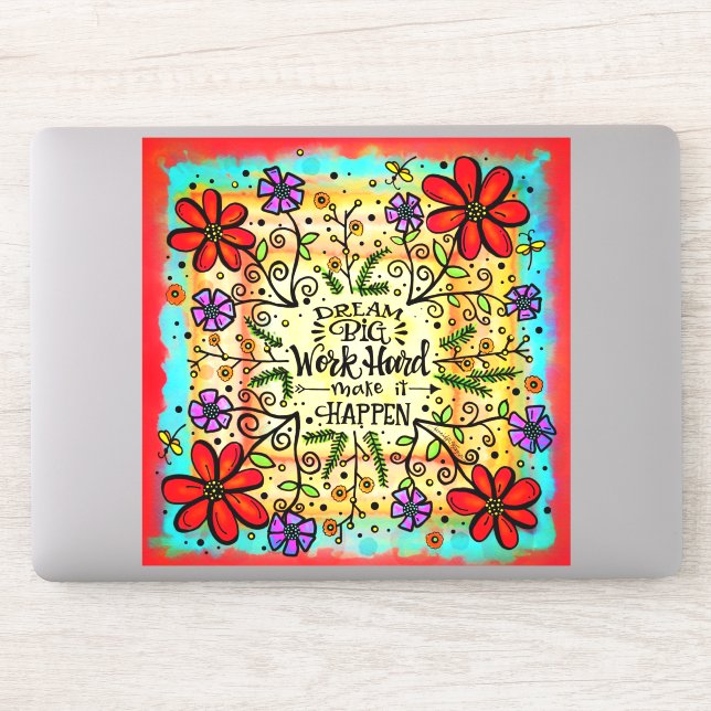 Pegatina Inspirador hacer que ocurra la floral motivacional (Ordenador)