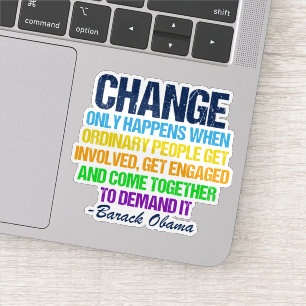 Pegatina Inspirador Obama cita la laptop del cambio polític