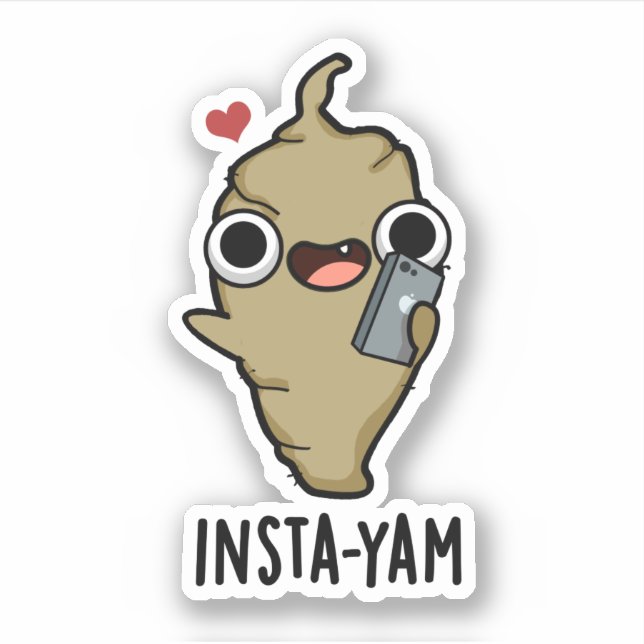 Pegatina Insta-yam Funny Social Media Veggie Pun (Anverso)