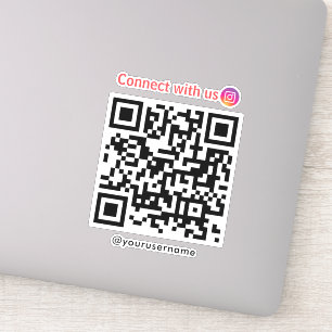 Pegatina Instagram Connect With Us Qr Code White